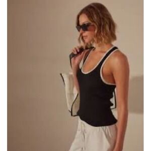 Stretched Linen Ribbed Tank By James‎ Perse Size 2 NWOT